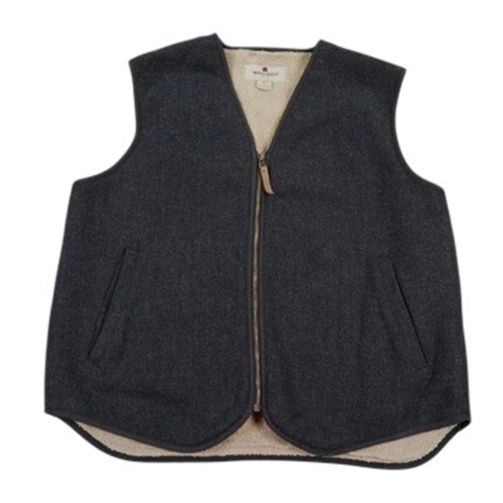 Woolrich Vest Mens L Gray Sherpa Lined Full Zip Wool Blend Outdoor Layering